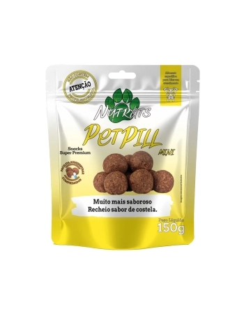 SNACKS NUTRATS STICKS RECHEADOS PETPILL MINI 150 GR DISPLAY C/6 CX C/ 4